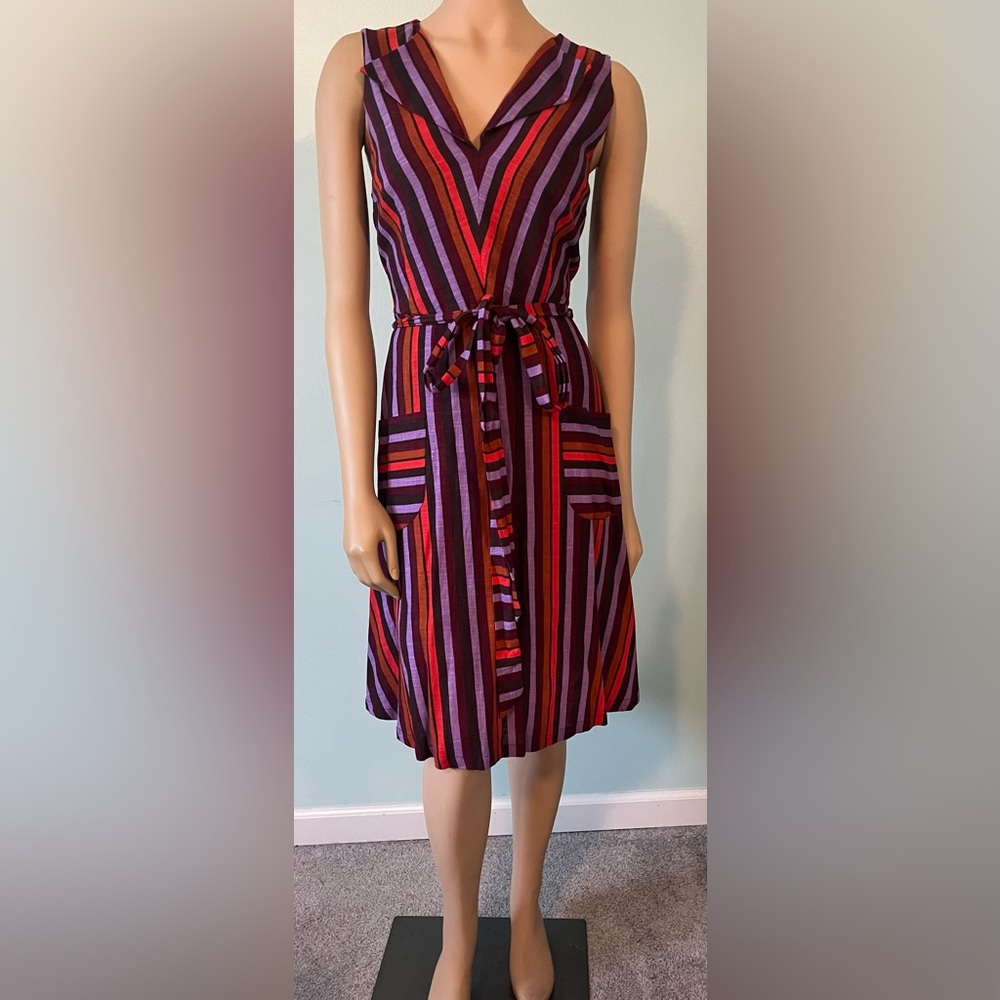 Modcloth Striped Midi Dress - Red and Purple